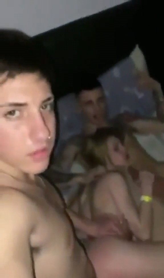 Blonde Girlfriend Fucking Threesome With Boyfriend and His Friend